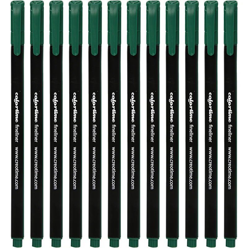 Colortime Fineliner Filzstifte, Strichstärke 0,6-0,7 mm, Dunkelgrün, 12 Stk/ 1 Pck [HOB-373654]