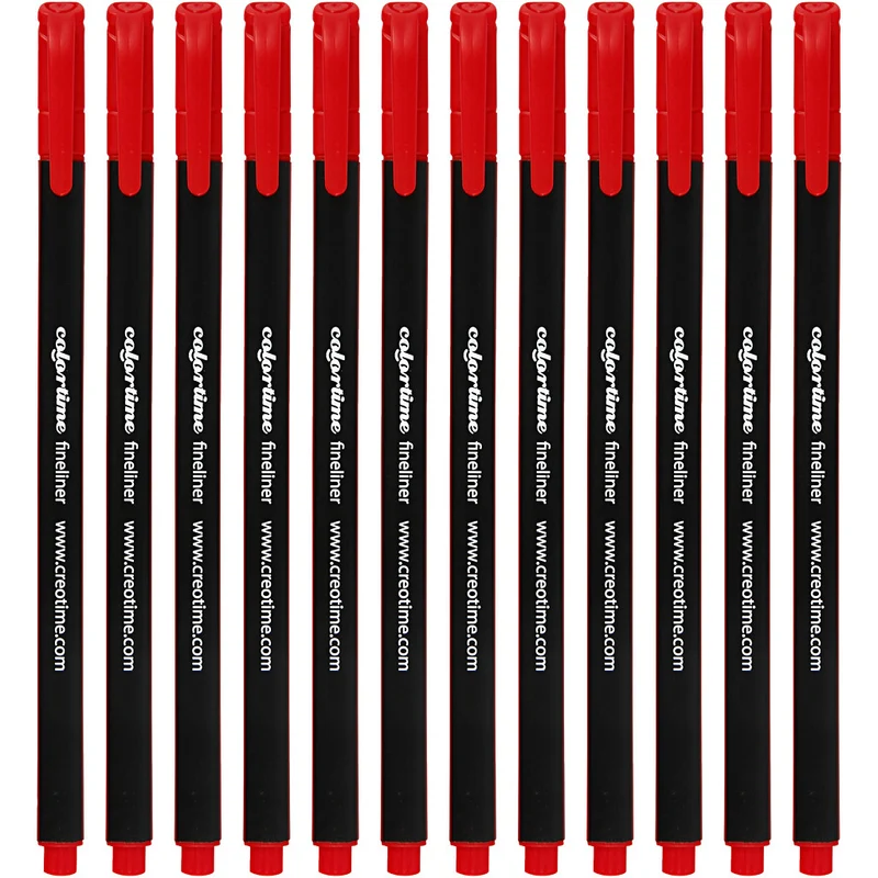 Colortime Fineliner Filzstifte, Strichstärke 0,6-0,7 mm, Rot, 12 Stk/ 1 Pck [HOB-373640]