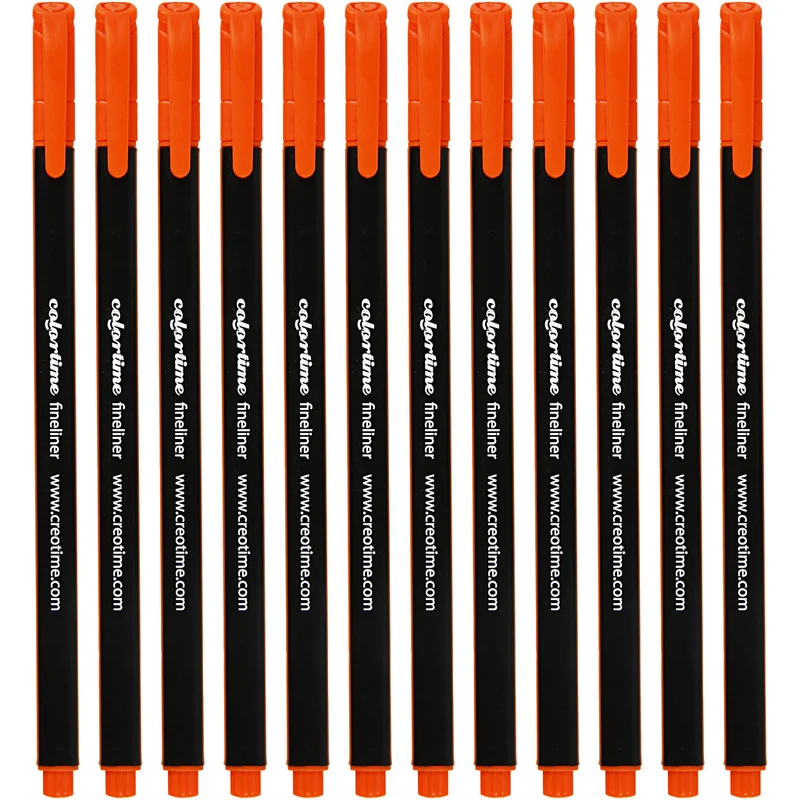 Colortime Fineliner Filzstifte, Strichstärke 0,6-0,7 mm, Orange, 12 Stk/ 1 Pck [HOB-373638]