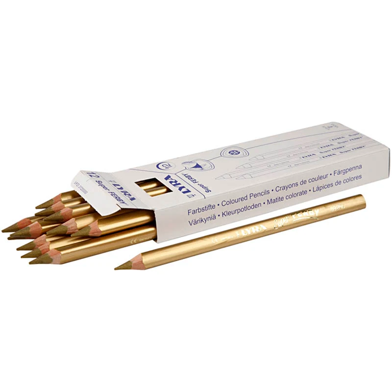 Super Ferby 1 Buntstifte, L 18 cm, Mine 6,25 mm, Gold, 12 Stk/ 1 Pck [HOB-38371]