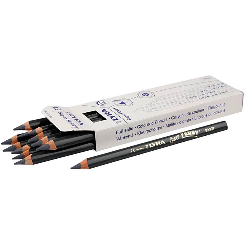 Super Ferby 1 Buntstifte, L 18 cm, Mine 6,25 mm, Grau, 12 Stk/ 1 Pck [HOB-38369]