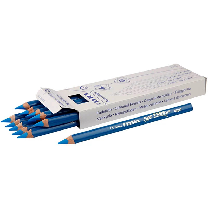 Super Ferby 1 Buntstifte, L 18 cm, Mine 6,25 mm, Blau, 12 Stk/ 1 Pck [HOB-38362]