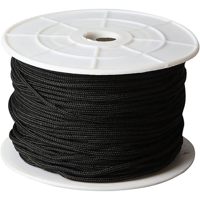 Macramé-Kordel, Dicke 1,8 mm, Schwarz, 50 m/ 1 Rolle [HOB-41578]
