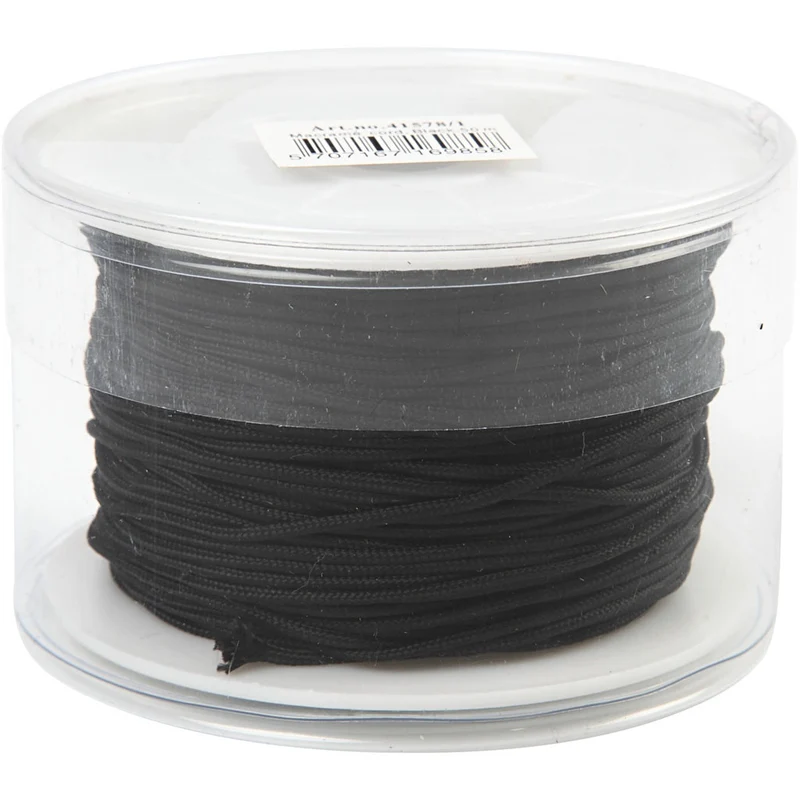 Macramé-Kordel, Dicke 1,8 mm, Schwarz, 50 m/ 1 Rolle [HOB-41578]