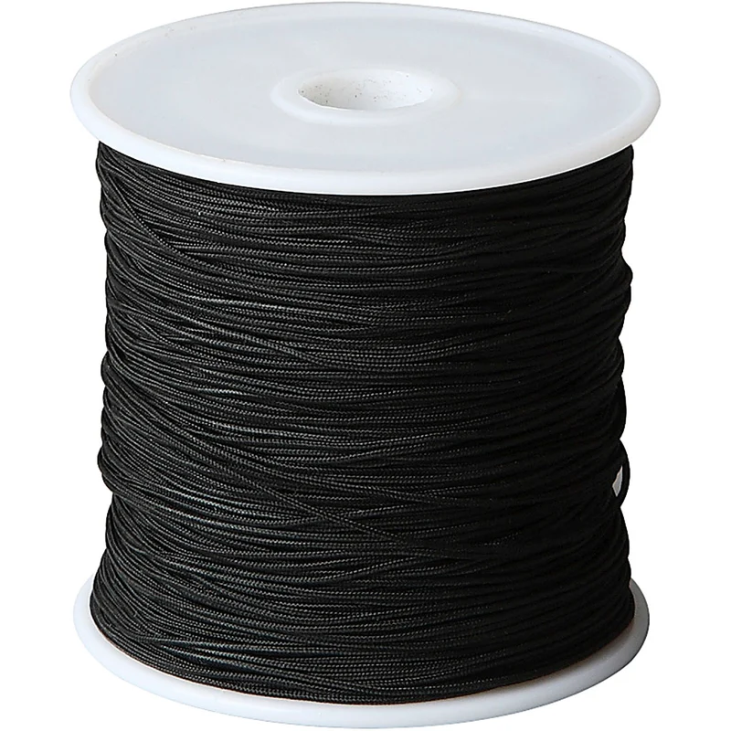 Macramé-Kordel, Dicke 0,8 mm, Schwarz, 50 m/ 1 Rolle [HOB-41576]
