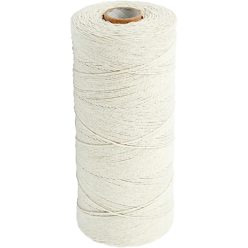 Baumwollkordel, L 700 M, extra dünne Qualität 12/6, ca. 1 mm, Hellnatur, 250 g/ 1 Knäuel [HOB-41570]