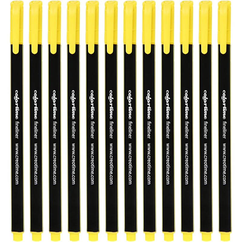 Colortime Fineliner Filzstifte, Strichstärke 0,6-0,7 mm, Gelb, 12 Stk/ 1 Pck [HOB-373637]