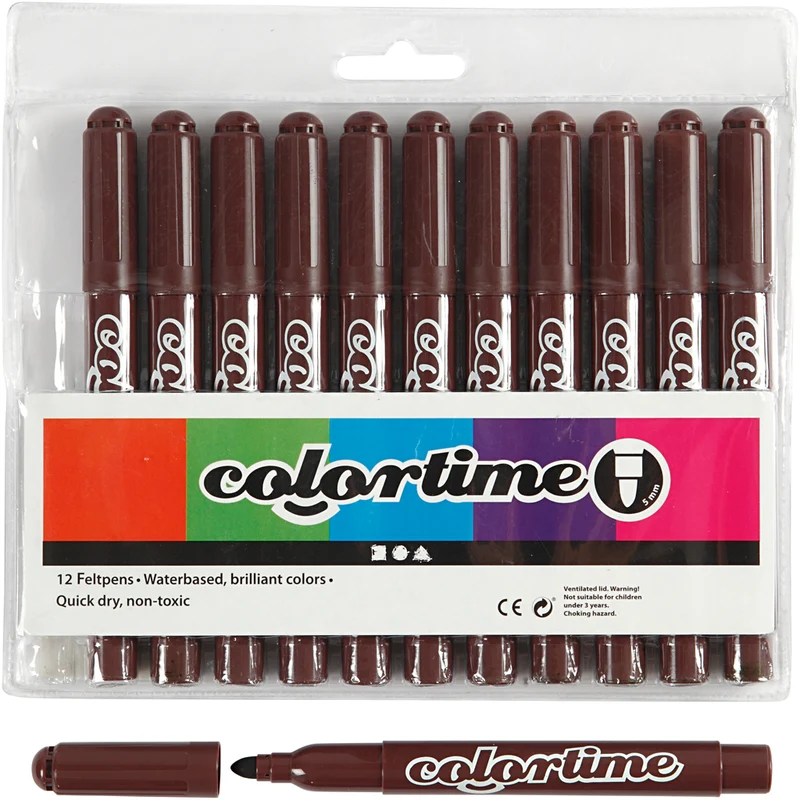 Colortime Marker, Strichstärke 5 mm, Dunkelbraun, 12 Stk/ 1 Pck [HOB-37360]