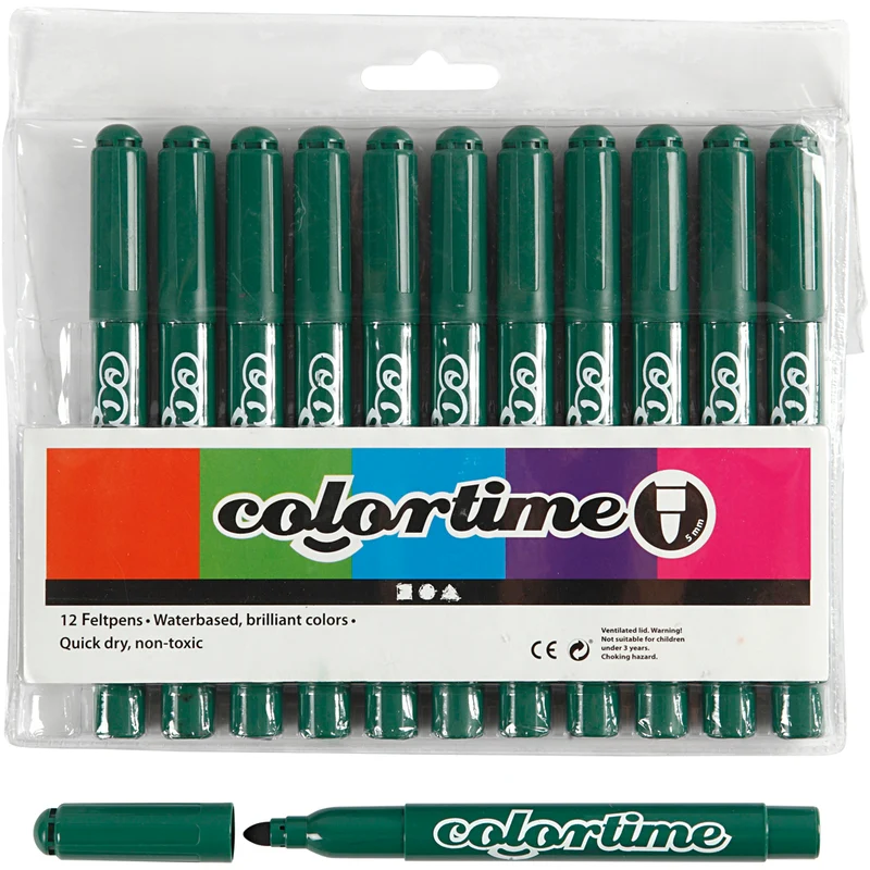 Colortime Marker, Strichstärke 5 mm, Grün, 12 Stk/ 1 Pck [HOB-37358]