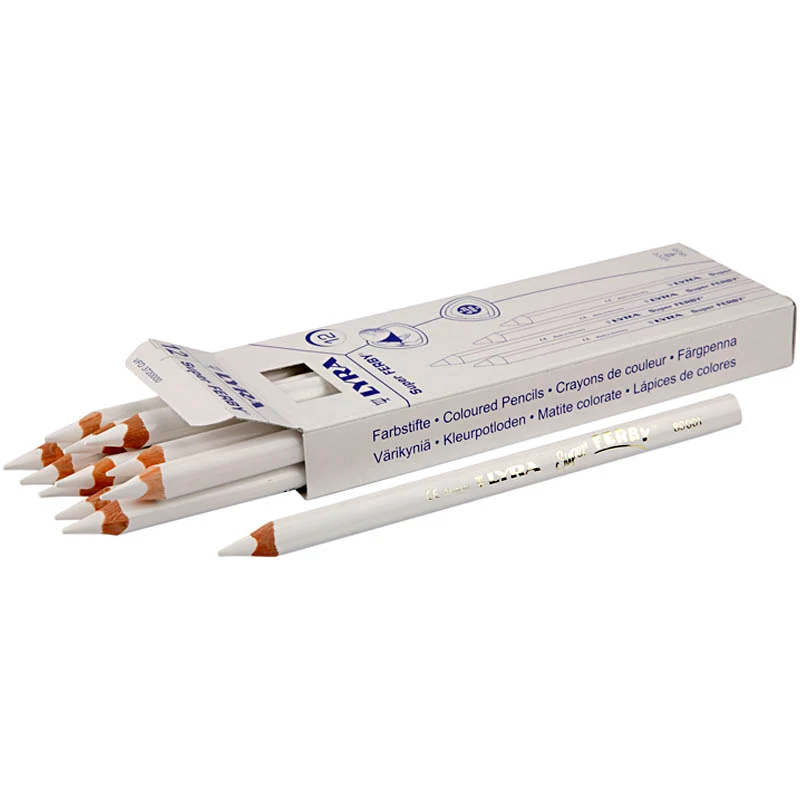 Super Ferby 1 Buntstifte, L 18 cm, Mine 6,25 mm, Weiß, 12 Stk/ 1 Pck [HOB-38351]
