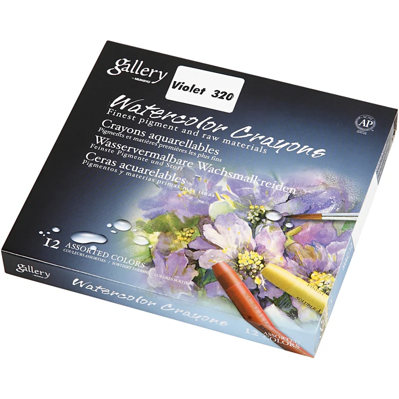 Gallery Aquarell-Kreide, L 9,3 cm, Dicke 8 mm, Violett (320), 12 Stk/ 1 Pck [HOB-38321]