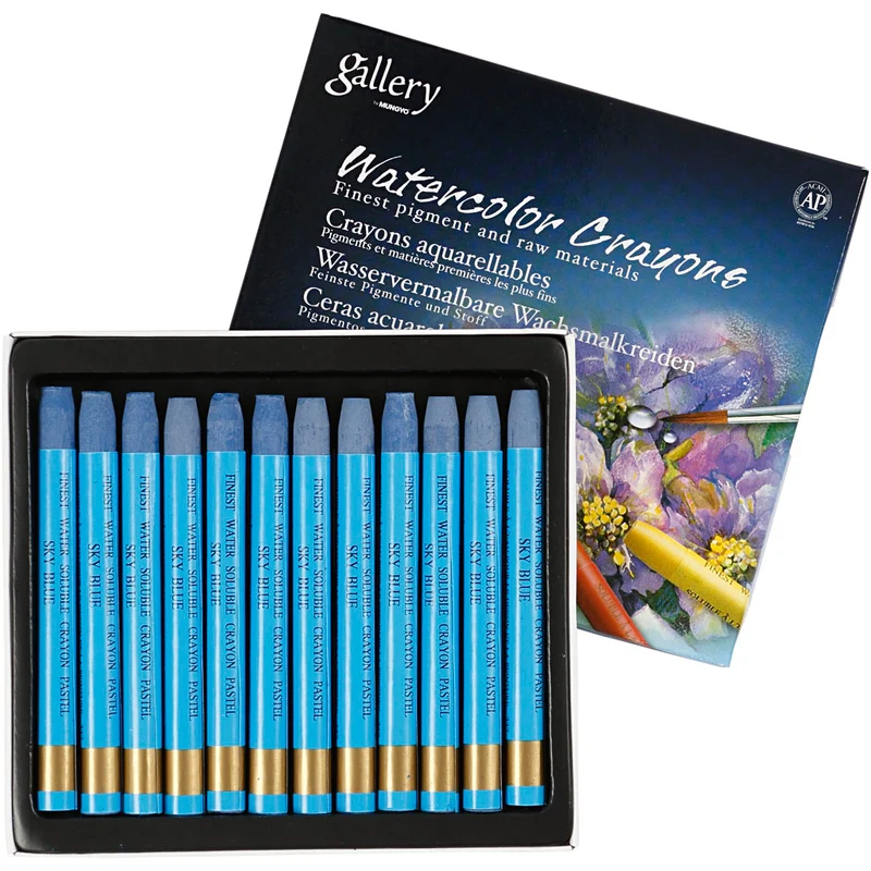 Gallery Aquarell-Kreide, L 9,3 cm, Dicke 8 mm, Himmelblau (337), 12 Stk/ 1 Pck [HOB-38317]