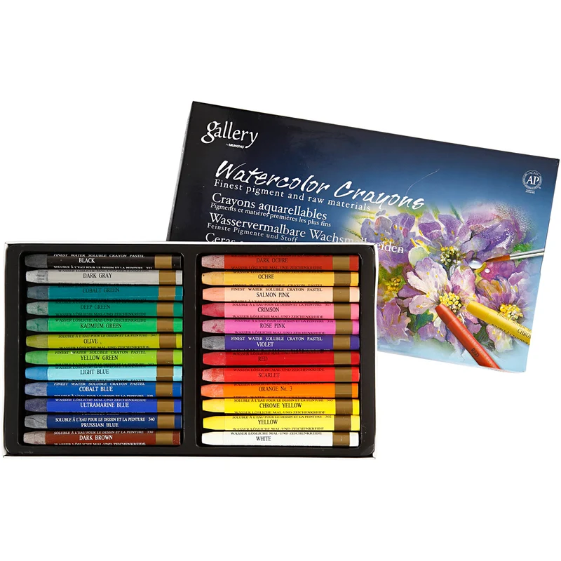 Gallery Aquarell-Kreide, L 9,3 cm, Sortierte Farben, 24 Stk/ 1 Pck [HOB-38285]