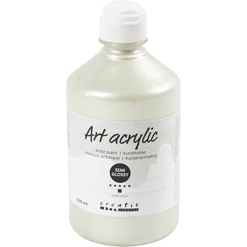 Acrylfarben, Mattglänzend, Deckend, Perlsilber, 500 ml/ 1 Fl. [HOB-35432]
