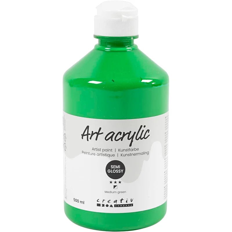 Acrylfarben, Mattglänzend, Deckend, Mediumgrün, 500 ml/ 1 Fl. [HOB-35428]