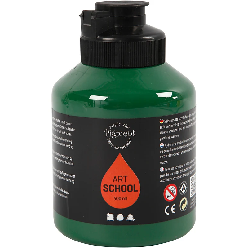 Acrylfarben, Mattglänzend, Halbtransparent, Dunkelgrün, 500 ml/ 1 Fl. [HOB-35422]