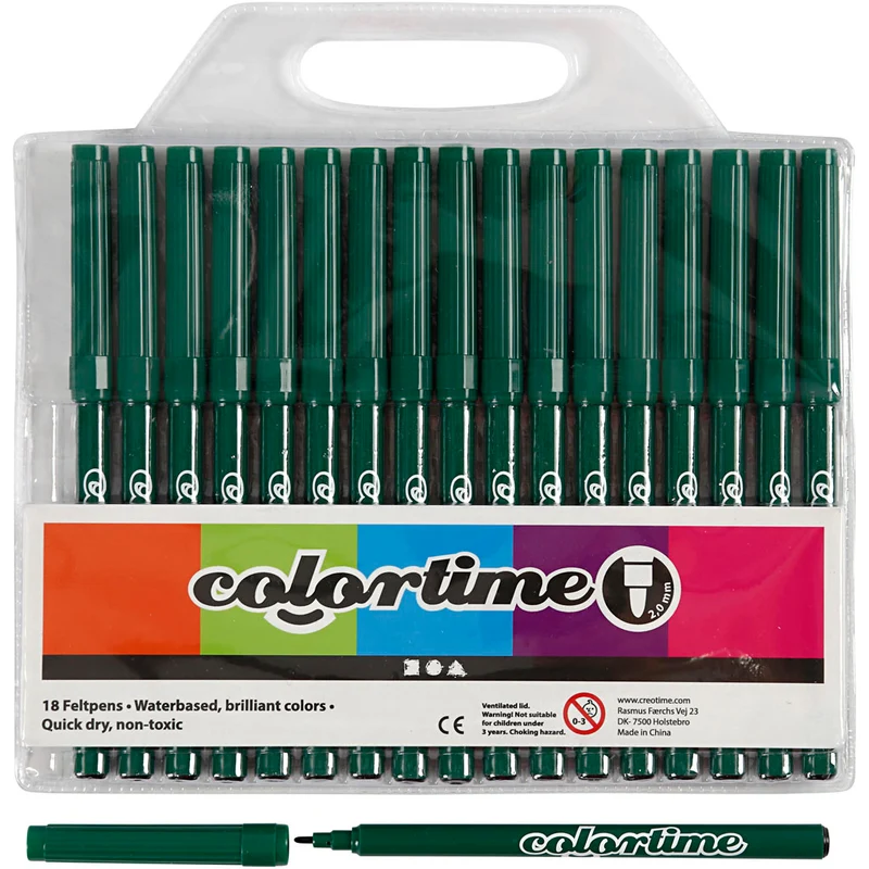 Colortime Marker, Strichstärke 2 mm, Dunkelgrün, 18 Stk/ 1 Pck [HOB-373558]