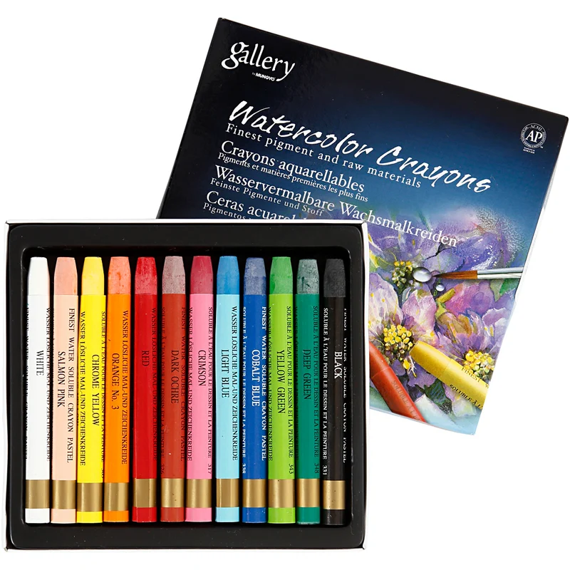 Gallery Aquarell-Kreide, L 9,3 cm, Sortierte Farben, 12 Stk/ 1 Pck [HOB-38284]