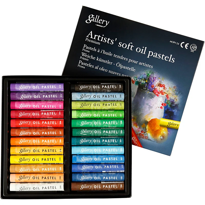 Gallery Ölpastellkreide Premium, L 7 cm, Dicke 10 mm, Sortierte Farben, 24 Stk/ 1 Pck [HOB-38279]