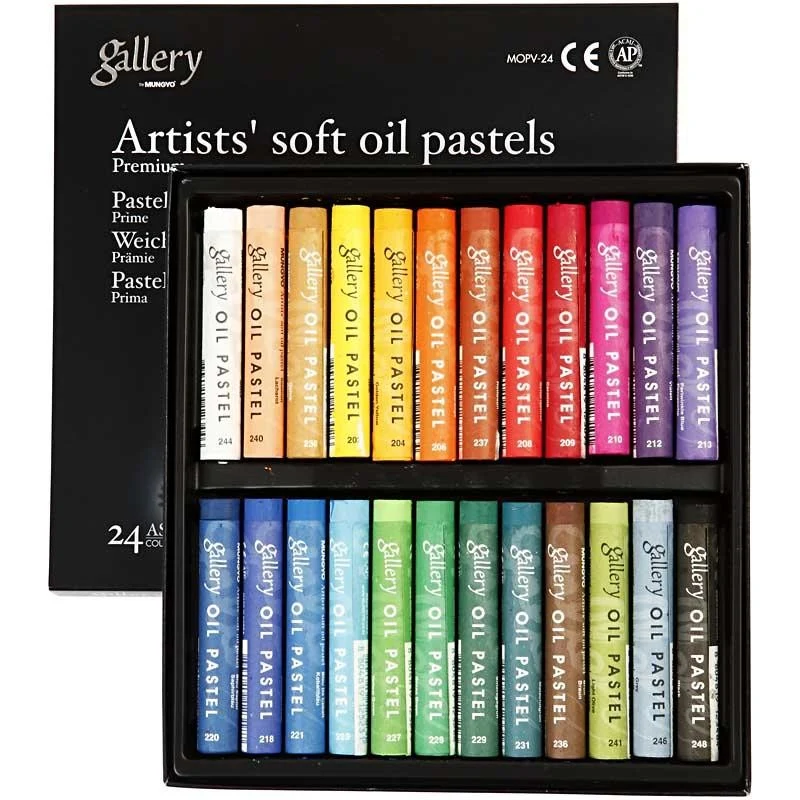 Gallery Ölpastellkreide Premium, L 7 cm, Dicke 10 mm, Sortierte Farben, 24 Stk/ 1 Pck [HOB-38279]