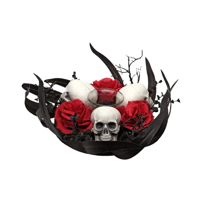 Halloween Decorations 30 x 30 x 10 cm Skull Candleholder Skulls