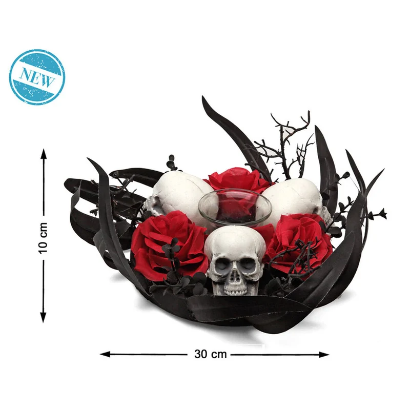 Halloween Decorations 30 x 30 x 10 cm Skull Candleholder Skulls
