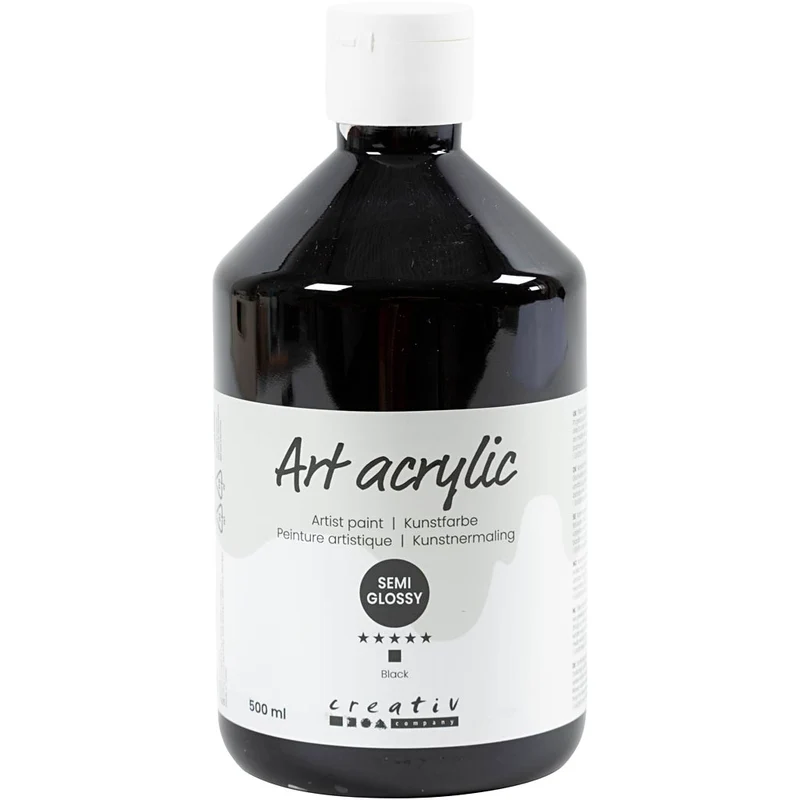 Acrylfarben, Mattglänzend, Deckend, Schwarz, 500 ml/ 1 Fl. [HOB-35408]
