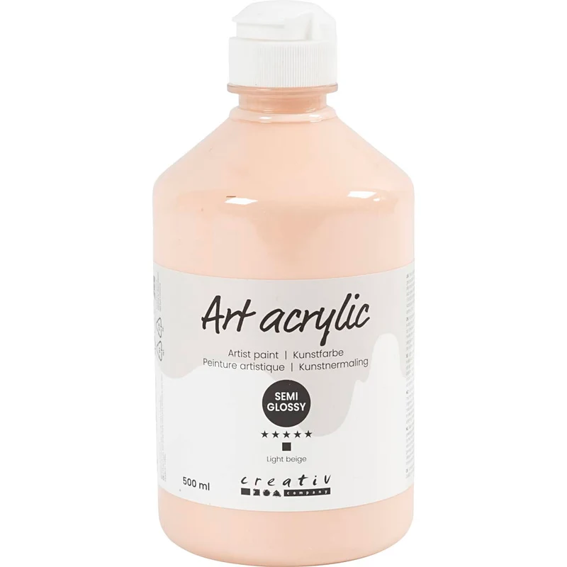 Acrylfarben, Mattglänzend, Deckend, Hellbeige, 500 ml/ 1 Fl. [HOB-35405]