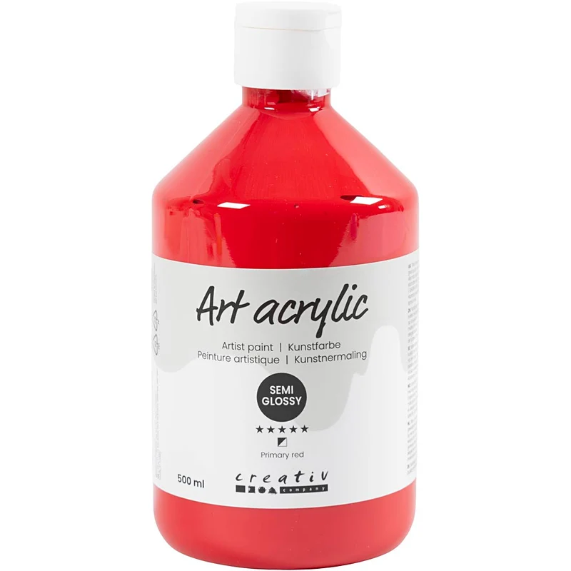 Acrylfarben, Mattglänzend, Halbtransparent, Primärrot, 500 ml/ 1 Fl. [HOB-35404]