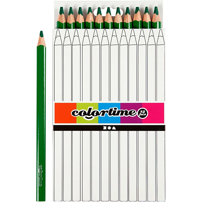 Colortime Buntstifte, L 17,45 cm, Mine 5 mm, JUMBO, Grün, 12 Stk/ 1 Pck [HOB-38179]