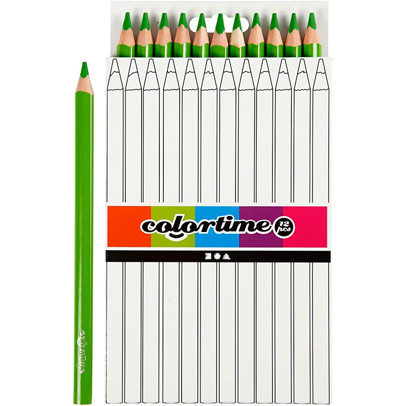 Colortime Buntstifte, L 17,45 cm, Mine 5 mm, JUMBO, Hellgrün, 12 Stk/ 1 Pck [HOB-38178]
