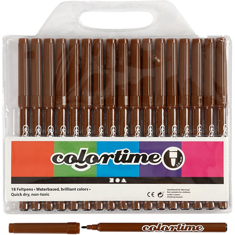 Colortime Marker, Strichstärke 2 mm, Braun, 18 Stk/ 1 Pck [HOB-373542]