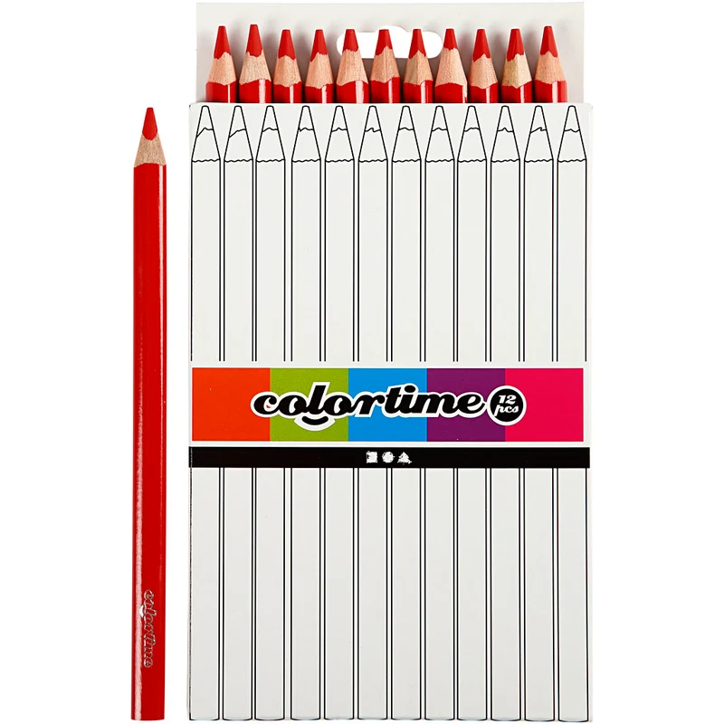 Colortime Buntstifte, L 17,45 cm, Mine 5 mm, JUMBO, Rot, 12 Stk/ 1 Pck [HOB-38172]
