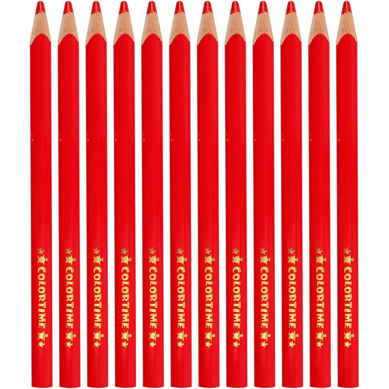 Colortime Buntstifte, L 17,45 cm, Mine 5 mm, JUMBO, Rot, 12 Stk/ 1 Pck [HOB-38172]