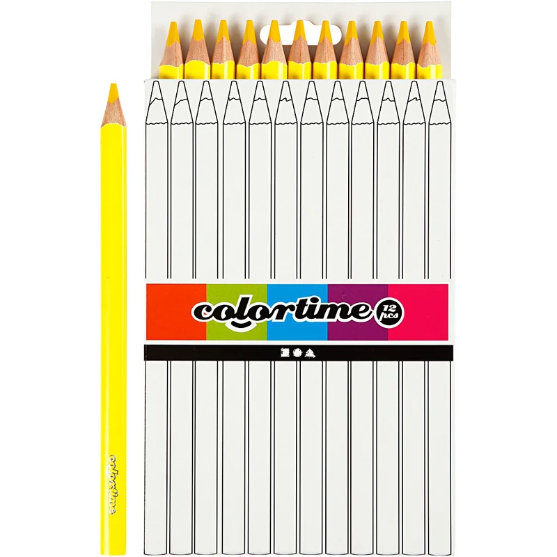 Colortime Buntstifte, L 17,45 cm, Mine 5 mm, JUMBO, Gelb, 12 Stk/ 1 Pck [HOB-38170]
