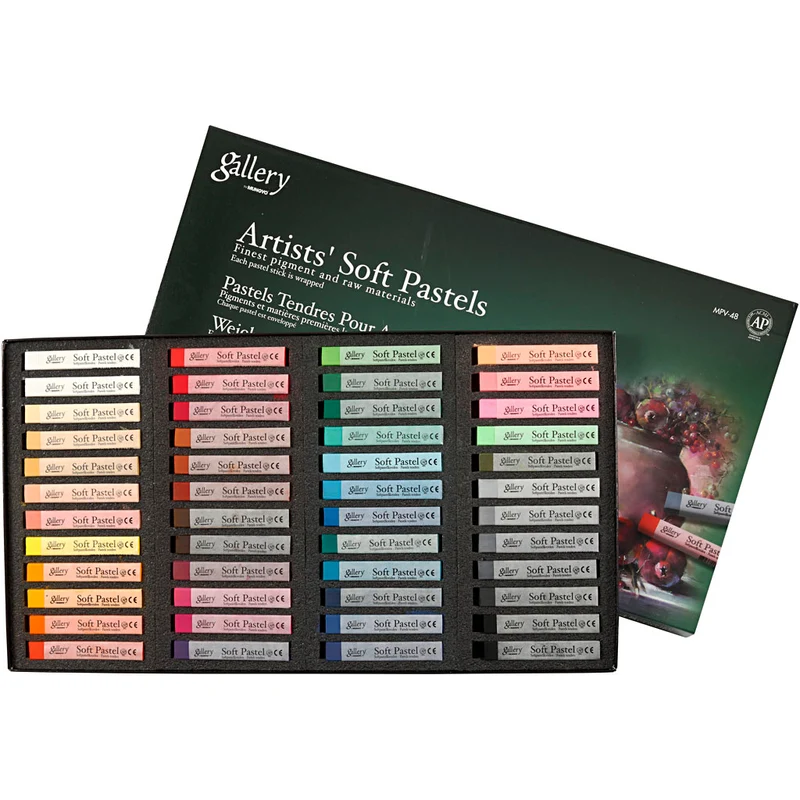 Gallery Weiche Pastellkreide, L 6,5 cm, Dicke 10 mm, Sortierte Farben, 48 Stk/ 1 Pck [HOB-38166]