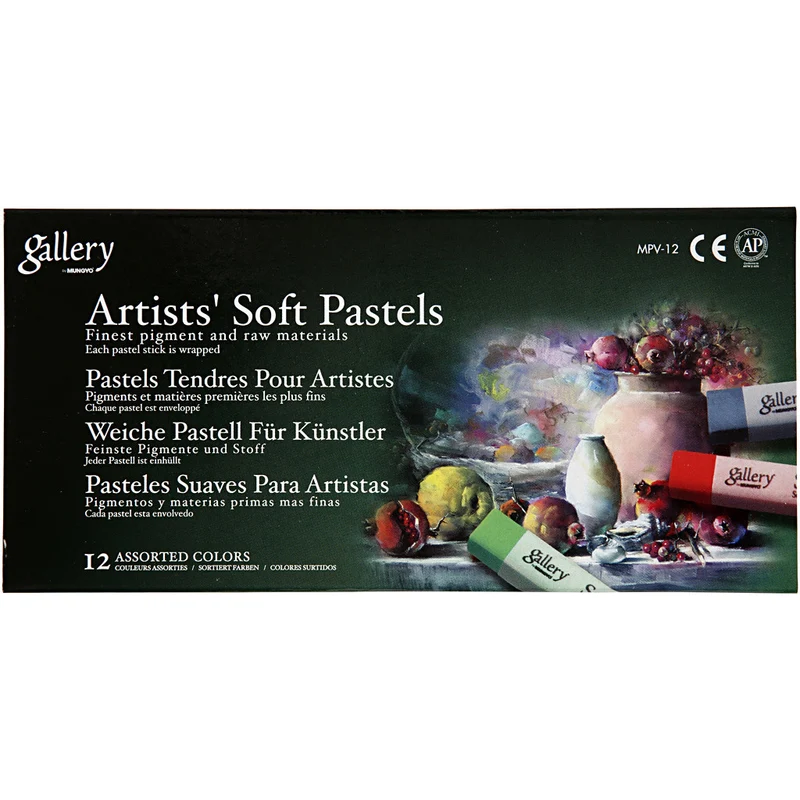 Gallery Weiche Pastellkreide, L 6,5 cm, Dicke 10 mm, Sortierte Farben, 12 Stk/ 1 Pck [HOB-38164]