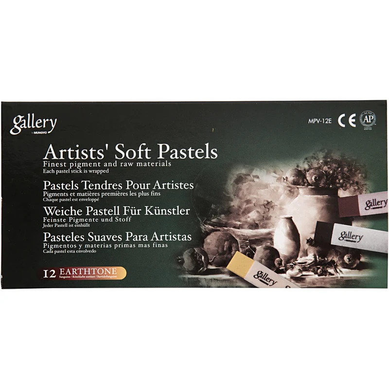Gallery Weiche Pastellkreide, L 6,5 cm, Dicke 10 mm, Brauntöne, 12 Stk/ 1 Pck [HOB-38162]