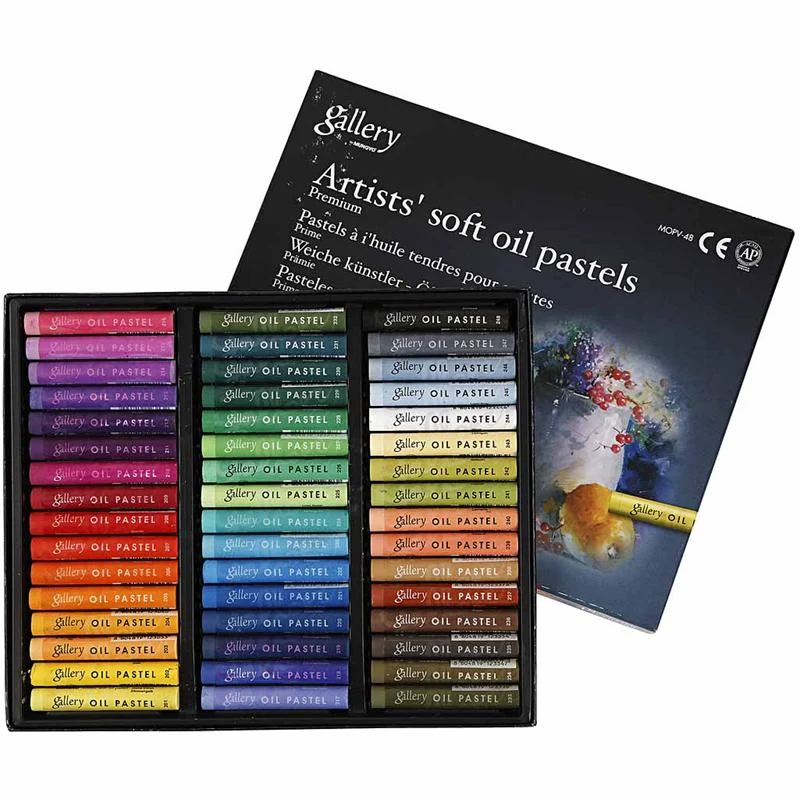 Gallery Ölpastellkreide Premium, L 7 cm, Dicke 10 mm, Sortierte Farben, 48 Stk/ 1 Pck [HOB-38154]