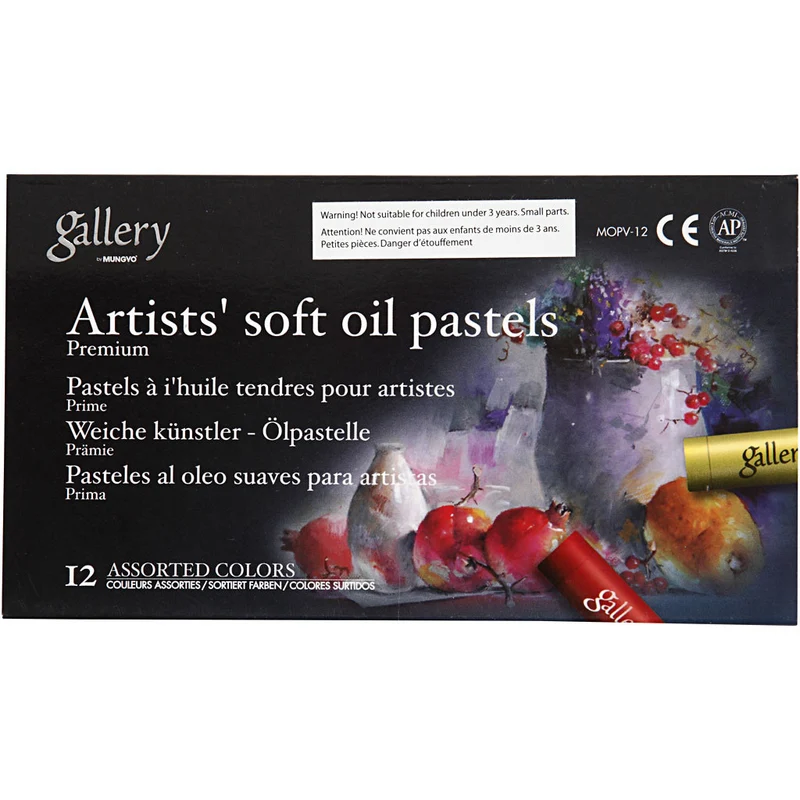 Gallery Ölpastellkreide Premium, L 7 cm, Dicke 10 mm, Sortierte Farben, 12 Stk/ 1 Pck [HOB-38152]