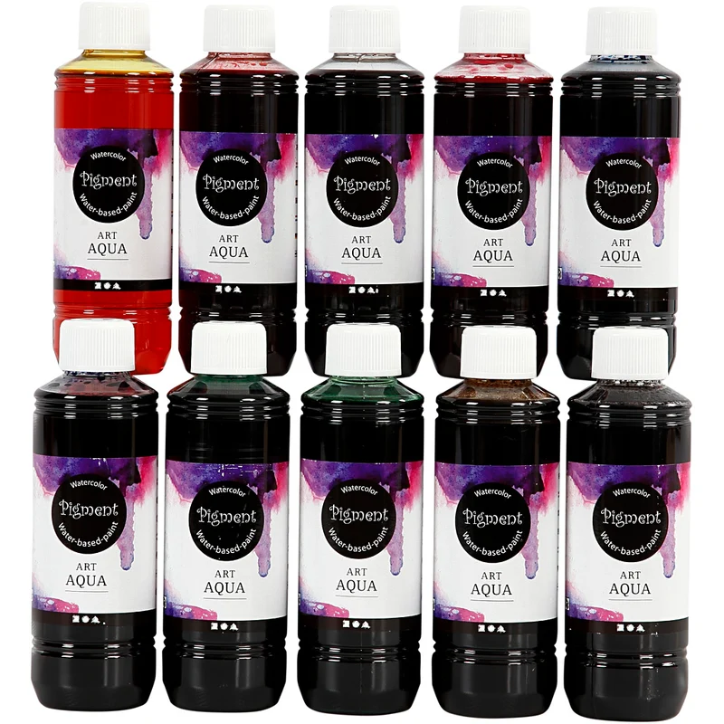 Flüssige Aquarellfarbe, Sortierte Farben, 10x250 ml/ 1 Pck [HOB-34398]