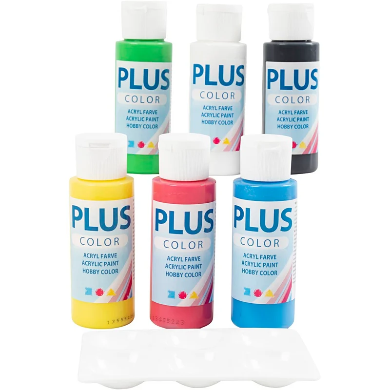 Plus Color Bastelfarbe, Primärfarben, 6x60 ml/ 1 Pck [HOB-39513]