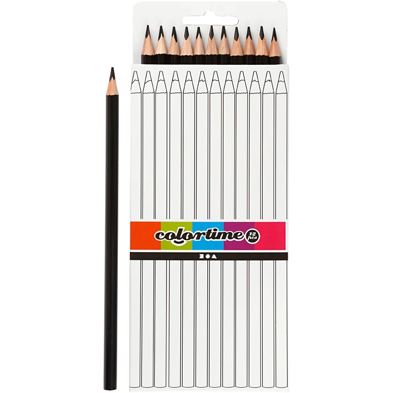 Colortime Buntstifte, L 17 cm, Mine 3 mm, Schwarz, 12 Stk/ 1 Pck [HOB-38581]