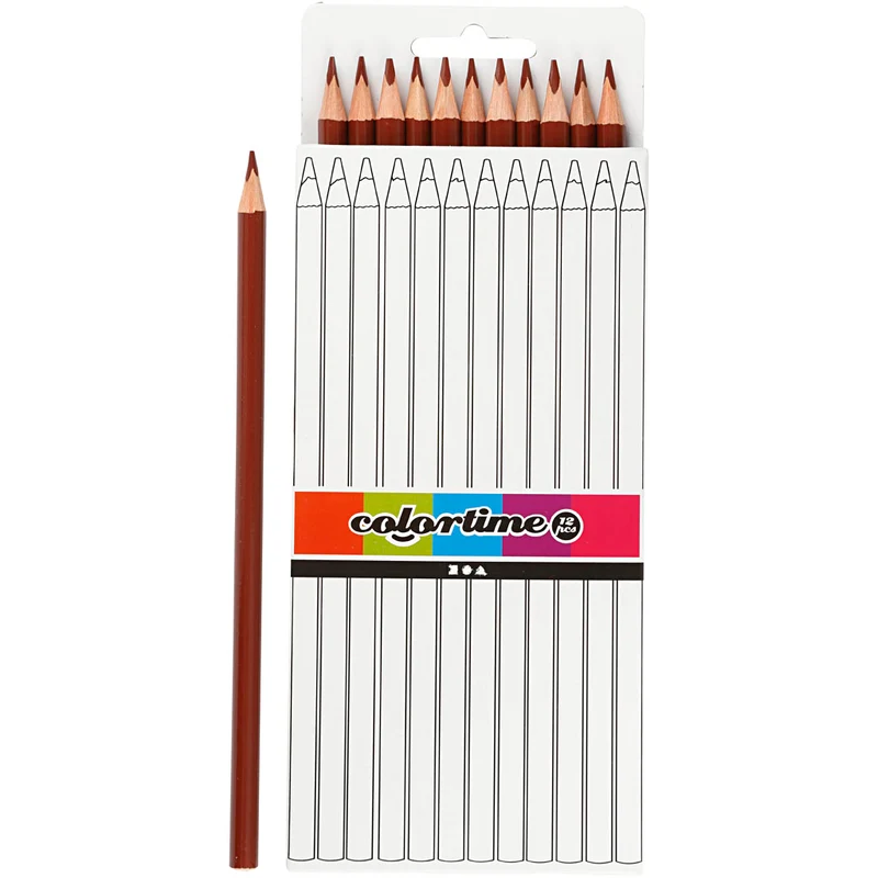 Colortime Buntstifte, L 17 cm, Mine 3 mm, Braun, 12 Stk/ 1 Pck [HOB-38580]