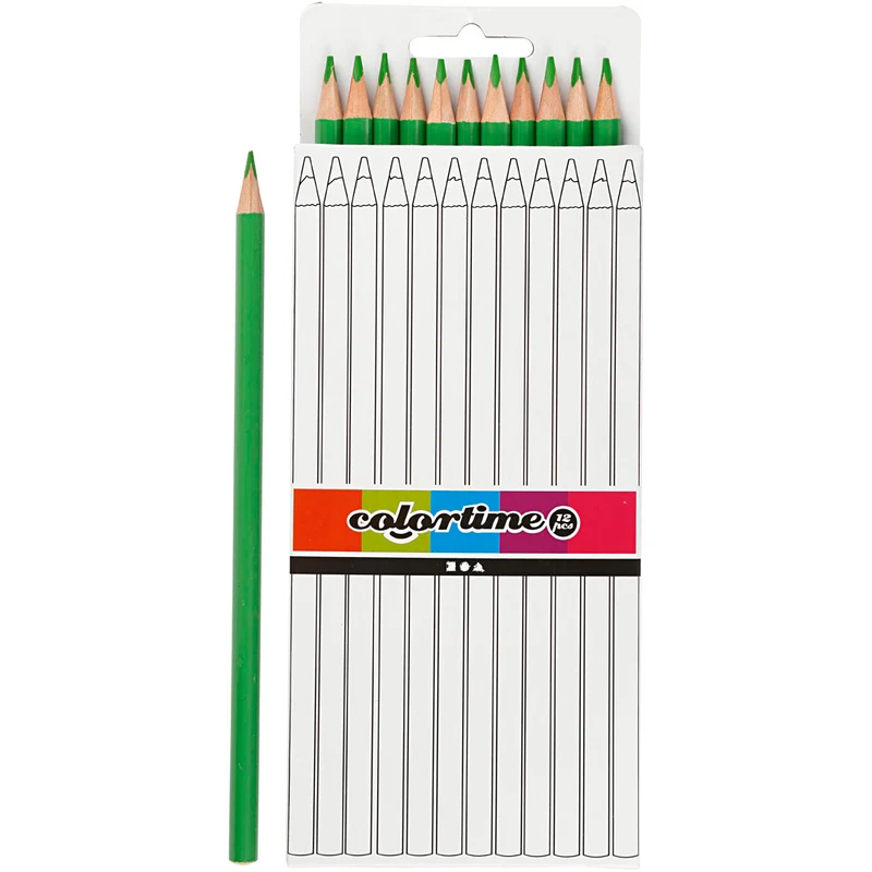 Colortime Buntstifte, L 17 cm, Mine 3 mm, Hellgrün, 12 Stk/ 1 Pck [HOB-38578]