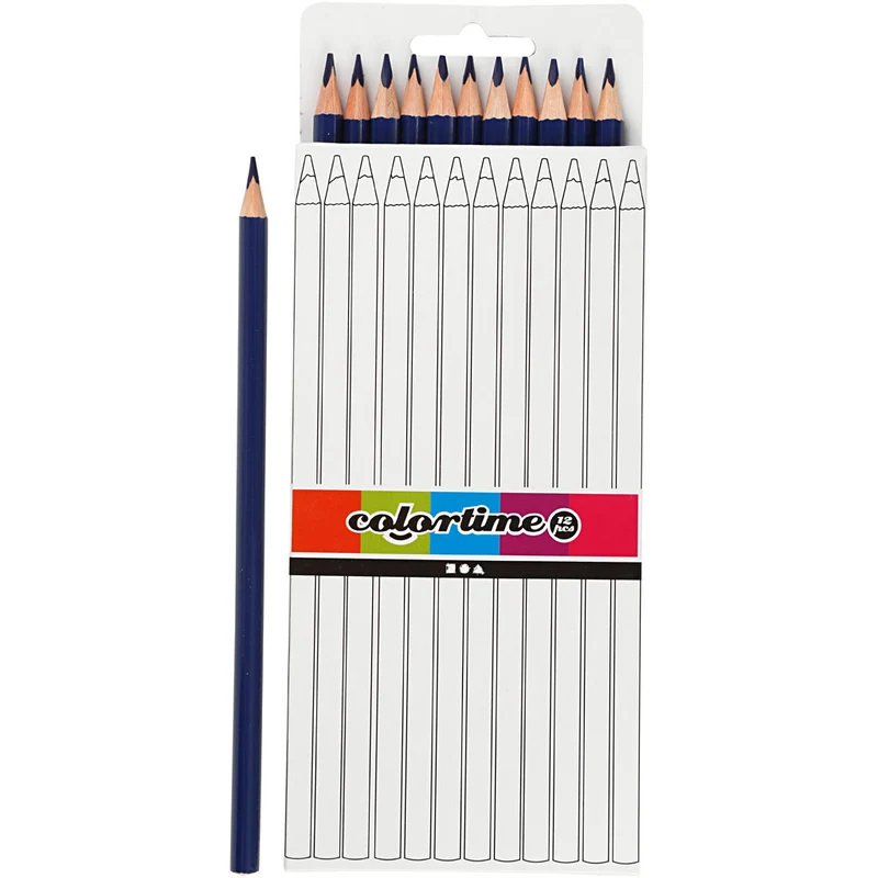 Colortime Buntstifte, L 17 cm, Mine 3 mm, Dunkelblau, 12 Stk/ 1 Pck [HOB-38577]