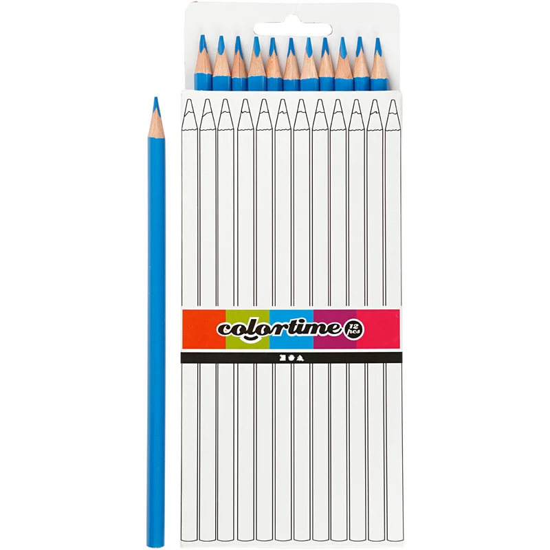 Colortime Buntstifte, L 17 cm, Mine 3 mm, Hellblau, 12 Stk/ 1 Pck [HOB-38576]