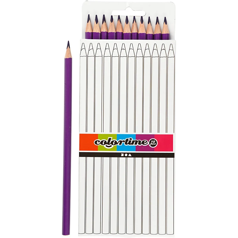 Colortime Buntstifte, L 17 cm, Mine 3 mm, Flieder, 12 Stk/ 1 Pck [HOB-38575]