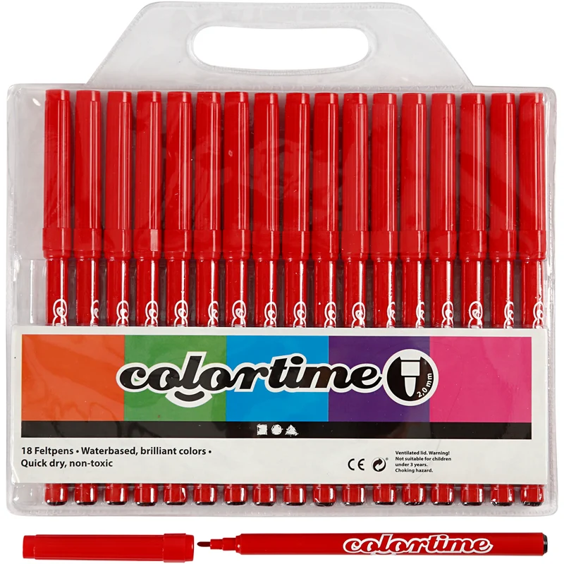 Colortime Marker, Strichstärke 2 mm, Rot, 18 Stk/ 1 Pck [HOB-373540]
