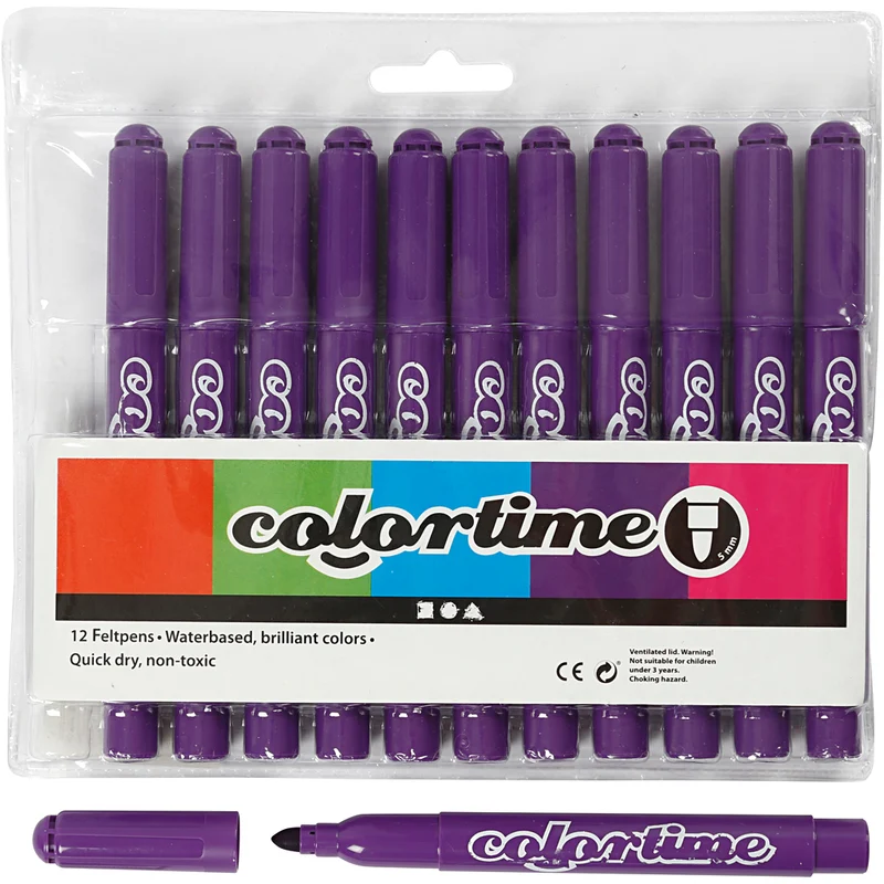 Colortime Marker, Strichstärke 5 mm, Dunkellila, 12 Stk/ 1 Pck [HOB-37354]
